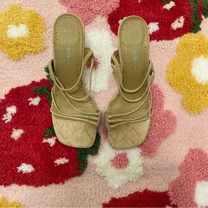 Snakeskin strappy sandals with kitten heel